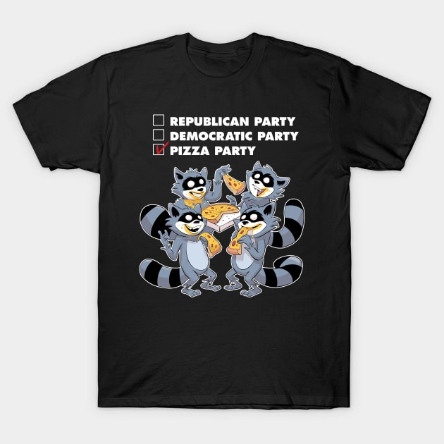 Raccoon Pizza Party T-Shirt by raccoonbrand